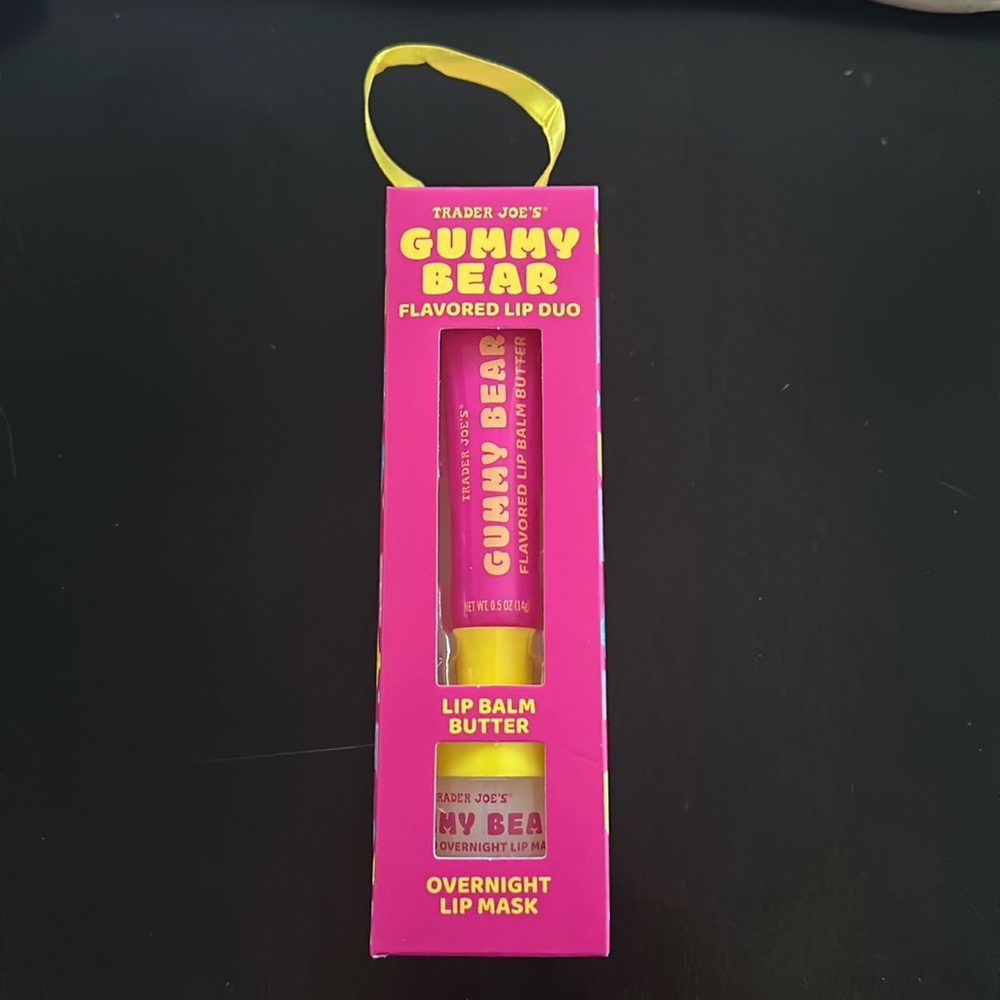 New Trader Joe’s gummy bear flavored lip duo.